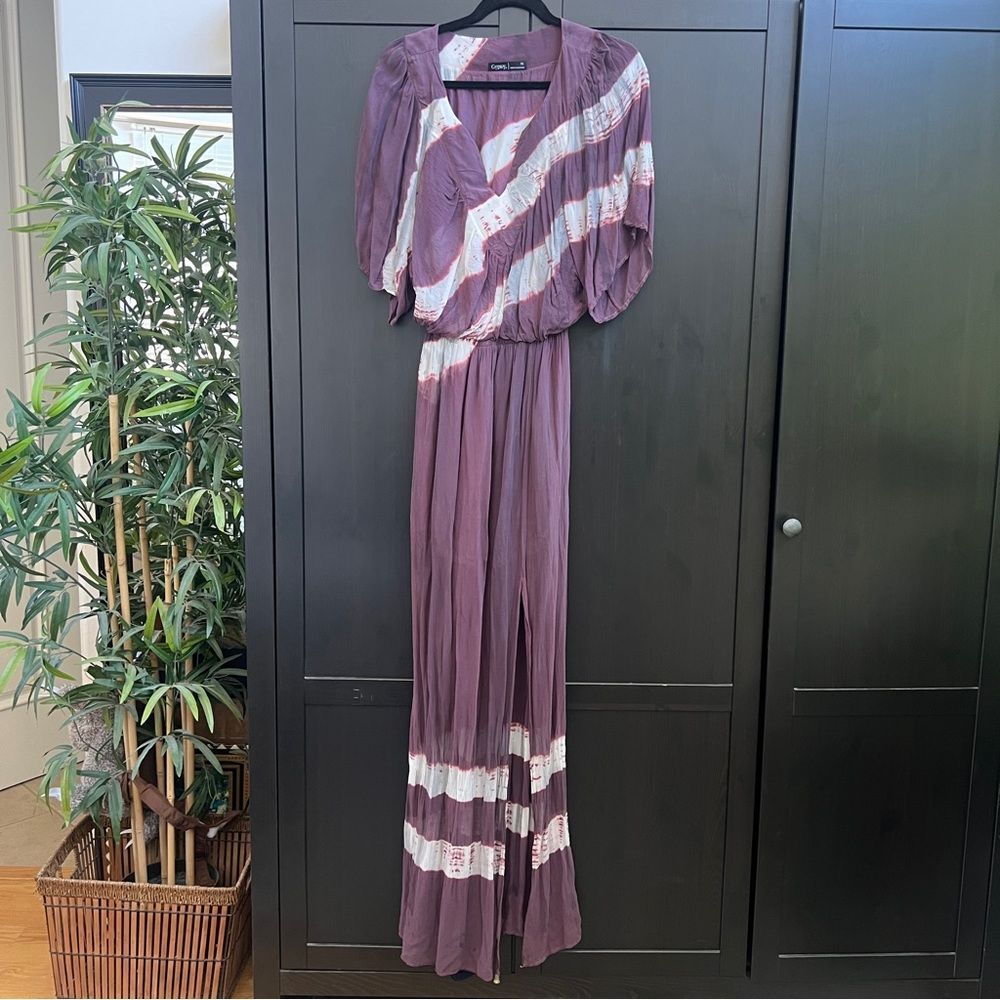 Gypsy 05 Los Angeles 100% Silk Tie-Dye Semi-Sheer Caftan Dress Size XS
